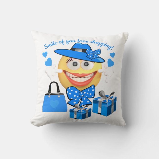 Niedliche Mode-Emoji mit Shopping Kissen (Vorderseite)