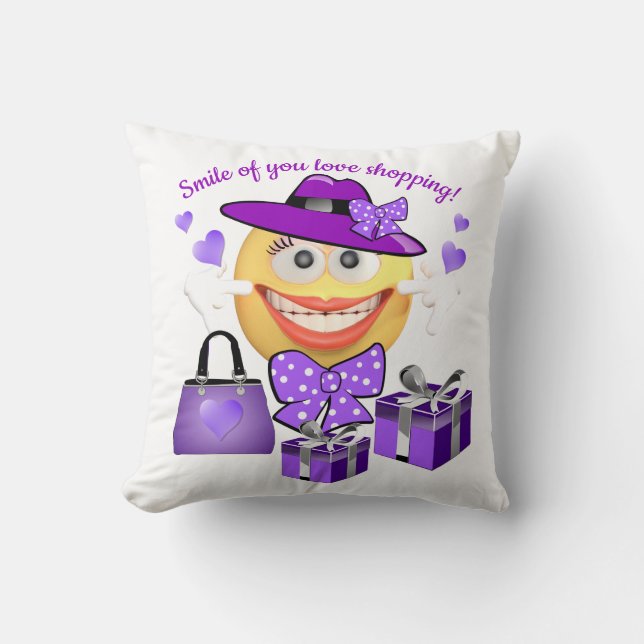 Niedliche Mode-Emoji mit Shopping Kissen (Vorderseite)