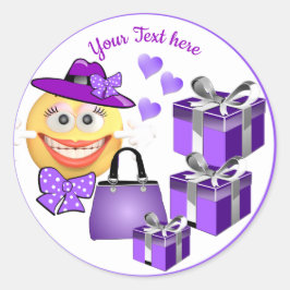 Niedliche Mode-Emoji mit Shopping Runder Aufkleber