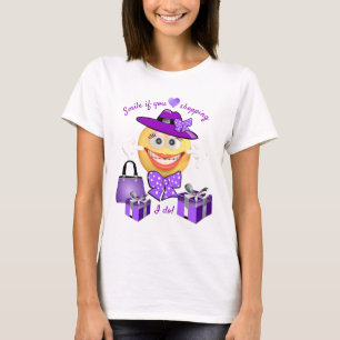 Niedliche Mode Emoji mit Shopping T-Shirt