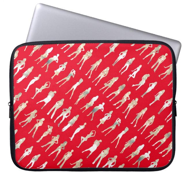 Niedliche Modedesigns aus Rot-Weiß-Silhouette Laptopschutzhülle (Vorderseite)