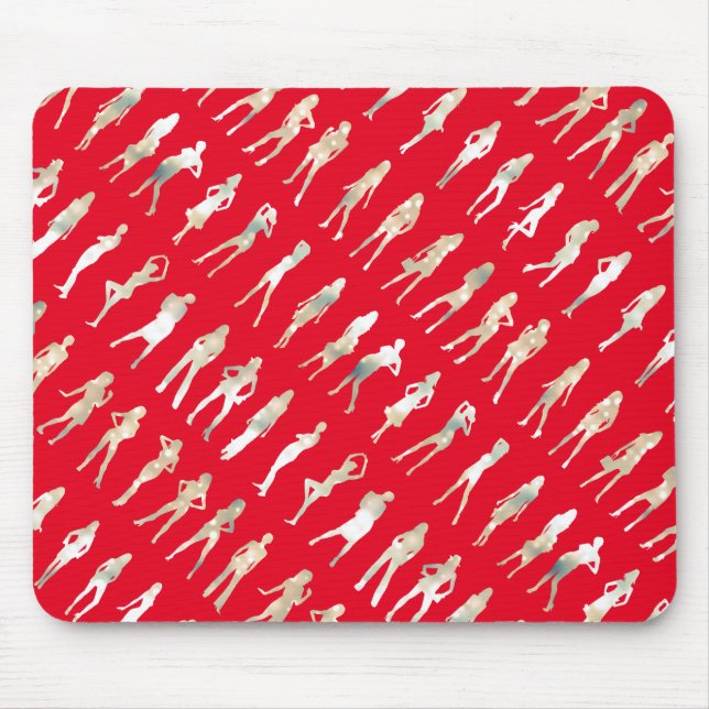 Niedliche Modedesigns aus Rot-Weiß-Silhouette Mousepad (Vorne)