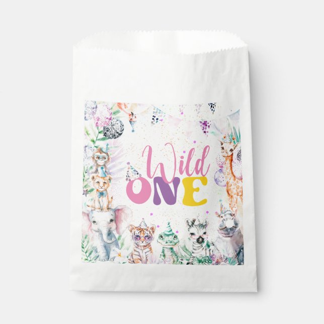 Niedliche Modern Animals Safari Wild One Geburtsta Geschenktütchen (Vorderseite)