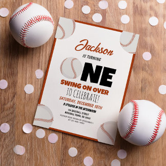 Niedliche moderne Baseball-Sportkids 1. Geburtstag Einladung