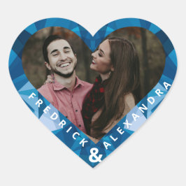 Niedliche moderne Blaue Hochzeit Herz-Aufkleber