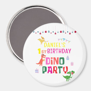 Niedliche moderne Dino Dinosaur Kid's Geburtstagsp Magnet