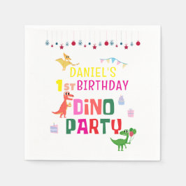 Niedliche moderne Dino Dinosaur Kid's Geburtstagsp Serviette