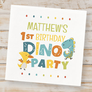 Niedliche moderne Dino Dinosaur Kid's Geburtstagsp Serviette
