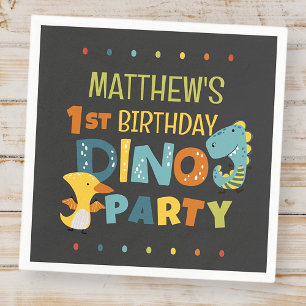 Niedliche moderne Dino Dinosaur Kid's Geburtstagsp Serviette