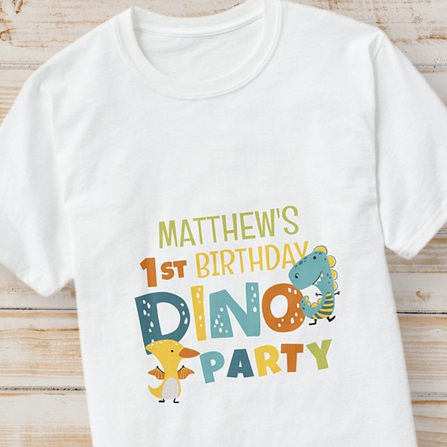 Niedliche moderne Dino Dinosaur Kid's Geburtstagsp T-Shirt (Von Creator hochgeladen)