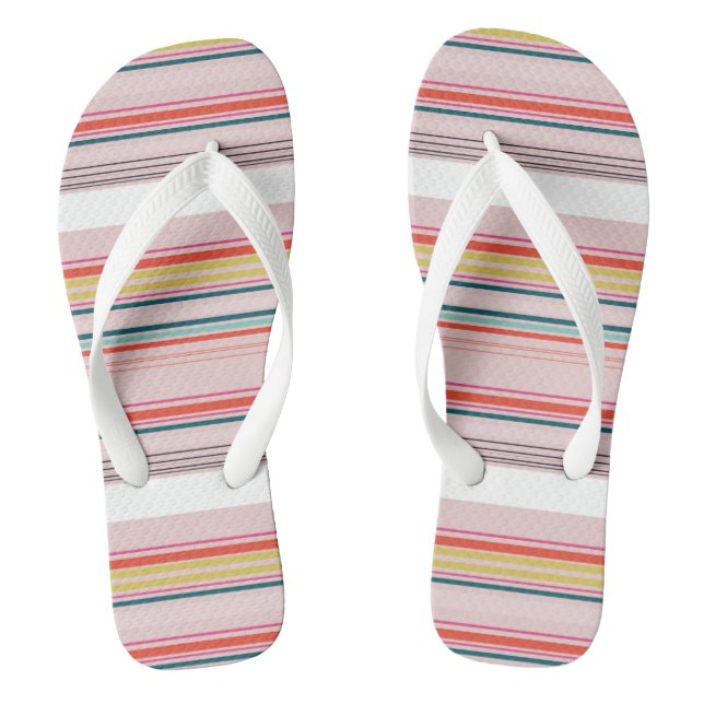 Niedliche, moderne, farbenfrohe Streifen Flip Flops (Fußbett)