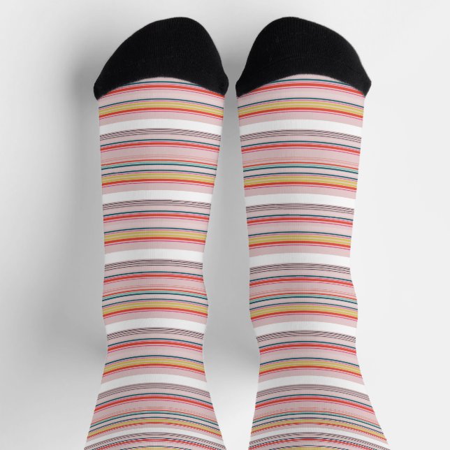 Niedliche, moderne, farbenfrohe Streifen Socken (Oben)