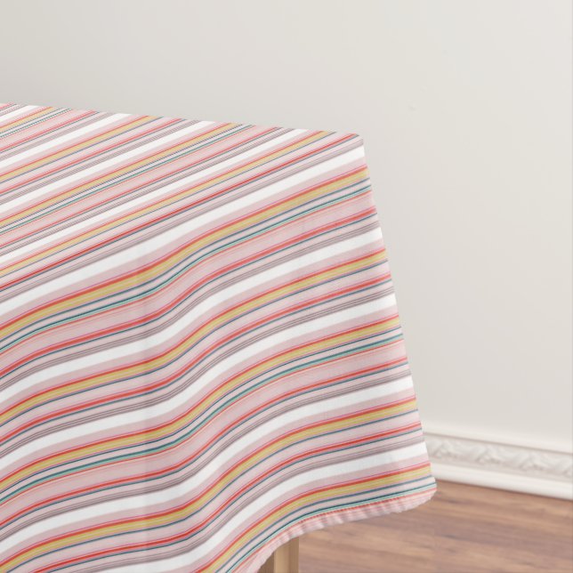 Niedliche, moderne, farbenfrohe Streifen Tischdecke (Beispiel)