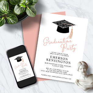 Niedliche Moderne Feminine Graduation Party Einladung