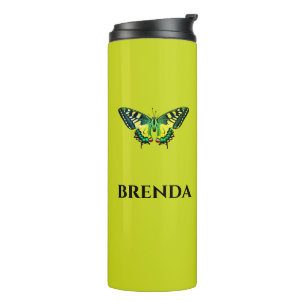 Niedliche moderne Fotografie Butterfly Green Thermosbecher