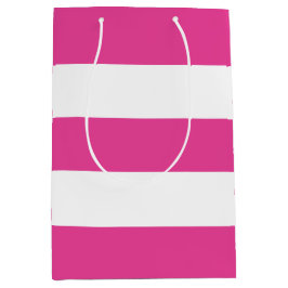 Niedliche, moderne Girl-Hot-Pink-Streifen Mittlere Geschenktüte