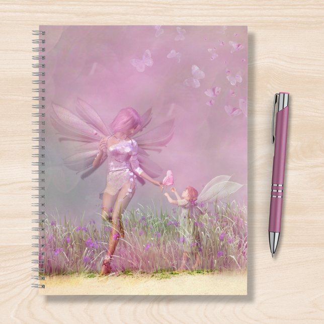 Niedliche, moderne Girl Pink Butterfly Fairies Notizbuch (Von Creator hochgeladen)