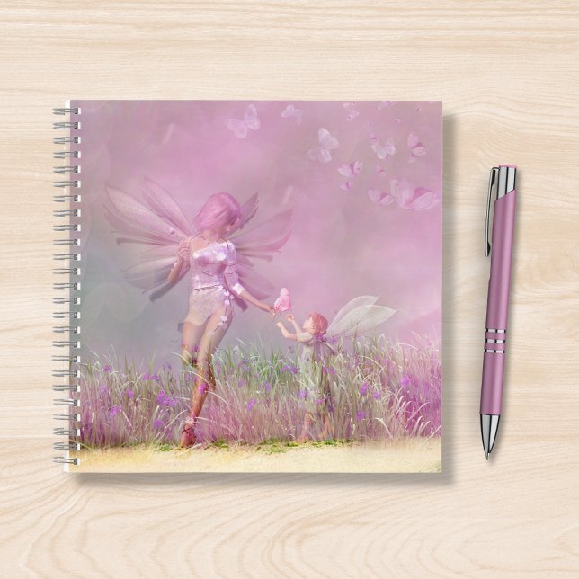 Niedliche, moderne Girl Pink Butterfly Fairies Notizbuch (Von Creator hochgeladen)