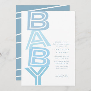 Niedliche moderne hellblaue Babydusche Einladung