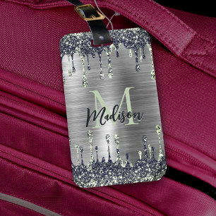 Niedliche moderne Imitate Glitzer Tropfen monogram Gepäckanhänger