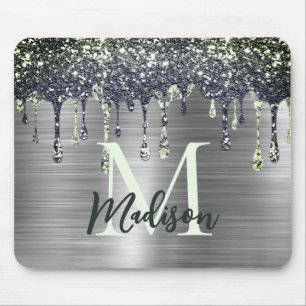 Niedliche moderne Imitate Glitzer Tropfen monogram Mousepad