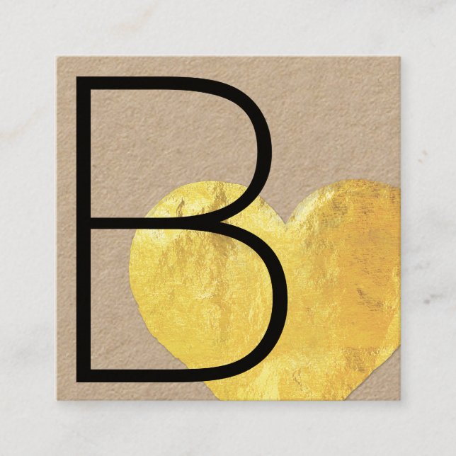 Niedliche moderne Imitate Gold Foil Kraft Quadratische Visitenkarte (Vorderseite)