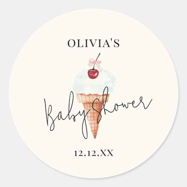 Niedliche moderne Kirschschschnecke Eiscreme Babyd Runder Aufkleber (Vorderseite)