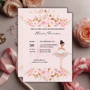 Niedliche moderne Kleine Ballerina Foto Babydusche Einladung