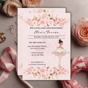 Niedliche moderne Kleine Ballerina Foto Babydusche Einladung