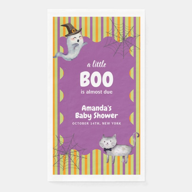 Niedliche moderne kleine Boo Ghost Cat Kinderdusch Serviette (Vorderseite)