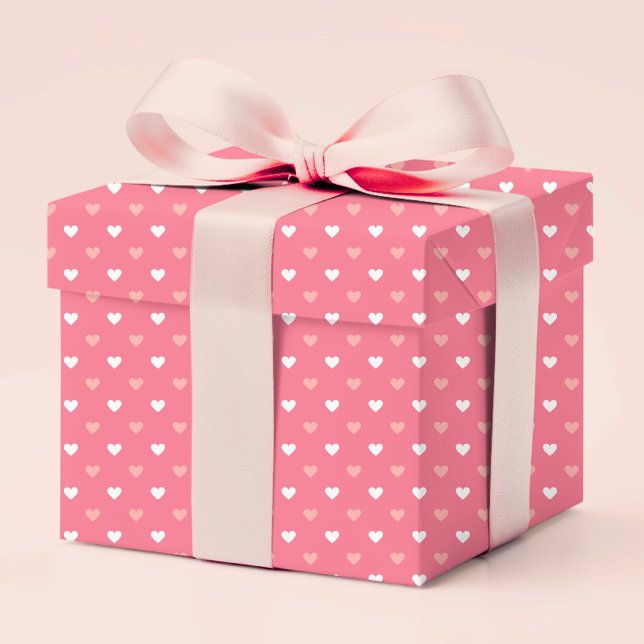 Niedliche moderne Liebe Herz Pfirsich Weiß Rosa Geschenkpapier (Von Creator hochgeladen)