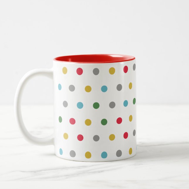 Niedliche, moderne Polka Dots Zweifarbige Tasse (Links)