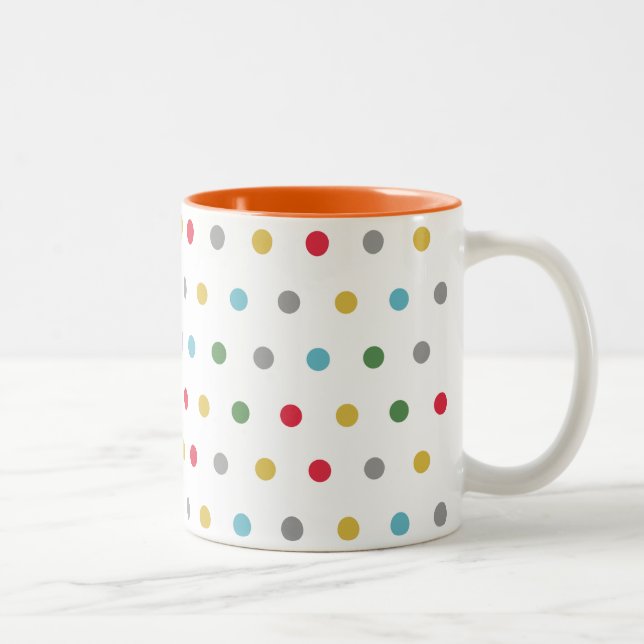 Niedliche, moderne Polka Dots Zweifarbige Tasse (Rechts)