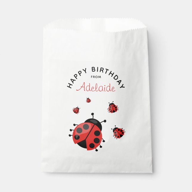 Niedliche moderne Red Ladybug Happy Birthday Custo Geschenktütchen (Vorderseite)