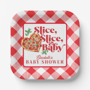 Niedliche moderne Red White Slice Slice Babydusche Pappteller