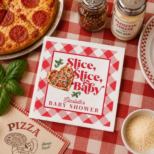 Niedliche moderne Red White Slice Slice Babydusche Serviette (Cute Modern Red White Slice Slice Baby Shower Napkins)