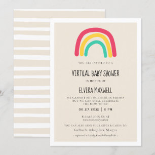 Niedliche moderne Regenbogenbrause Virtual Baby Du Einladung