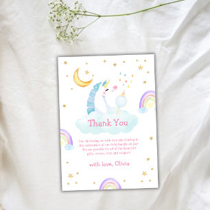 Niedliche moderne Regenbogenofen mit Star Unicorn  Dankeskarte