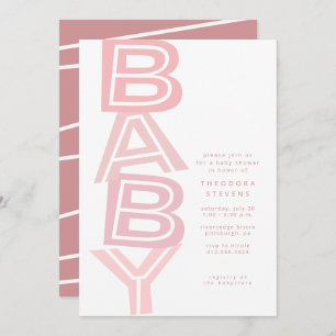 Niedliche moderne, rosa Babydusche Einladung