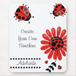 Niedliche moderne Rote Ladybug Personalisiert Mousepad
