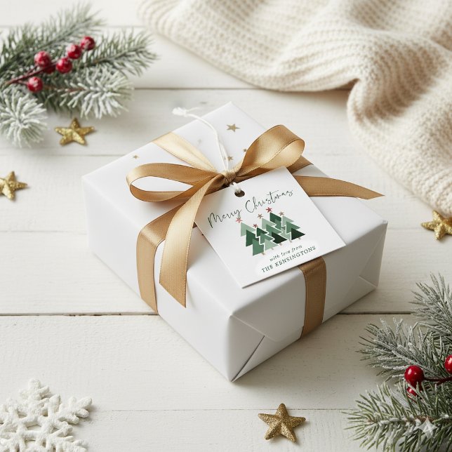 Niedliche moderne rustikale Weihnachtsbaumen Geschenkanhänger (Cute Modern Rustic Christmas Trees Favor Tags)