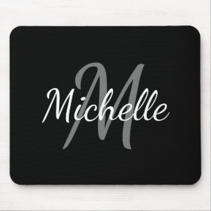 Niedliche, moderne Schwarzweiß-Monogramm Mousepad