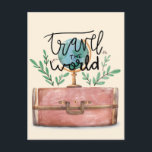 niedliche moderne Sommer-Reise Aquarelldarstellung Postkarte<br><div class="desc">niedliche Ansichtskarte für die Aquarellzeichnung | Eurotrip mit Freunden</div>