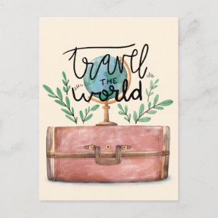 niedliche moderne Sommer-Reise Aquarelldarstellung Postkarte