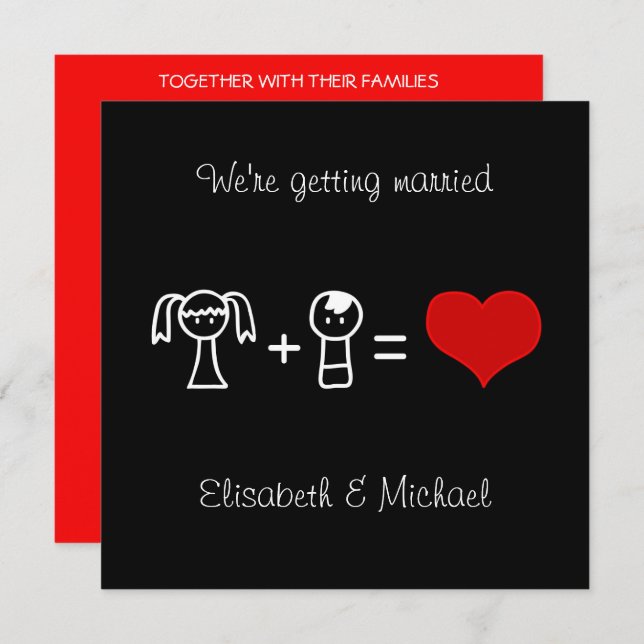 Niedliche moderne Spaß Doodle Brautbräutigam Schwa Einladung (Vorne/Hinten)