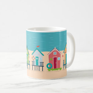 Niedliche moderne Strandhütten Sommerurlaub Kunst Kaffeetasse
