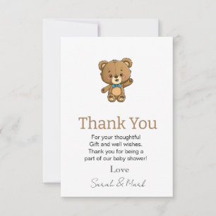 Niedliche moderne Teddy Bear Baby Dusche Dankeskarte