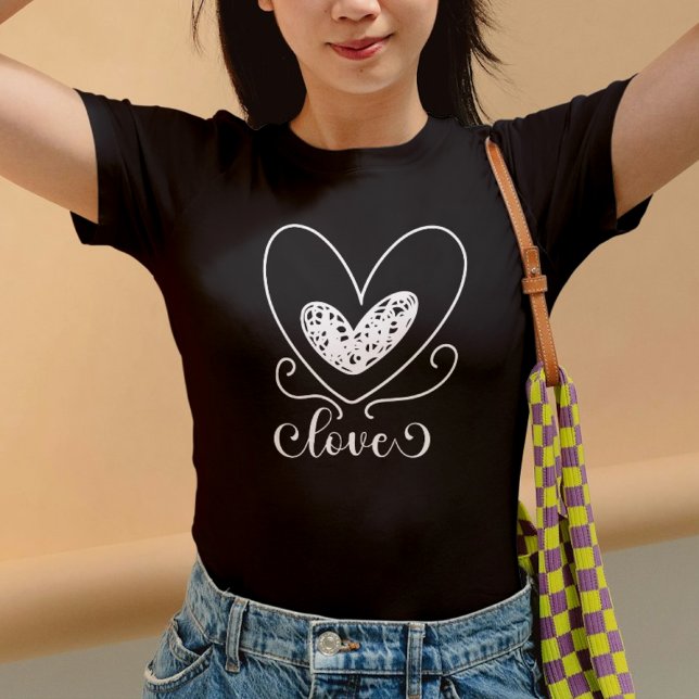 Niedliche moderne Typografie-Liebe Herz Valentinst T-Shirt (Von Creator hochgeladen)