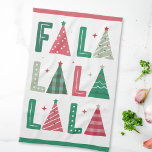 Niedliche moderne Whimsical Fa La La Geschirrtuch<br><div class="desc">Ein niedliches,  skurriles und modernes Küchenhandtuch mit den Worten FA LA LA LA LA LA LA in handgezeichnet Stil. Die As werden durch Weihnachtsbäume repräsentiert.</div>