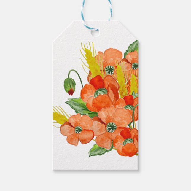 Niedliche Mohnblüten-Blume Geschenkanhänger (Vorderseite)